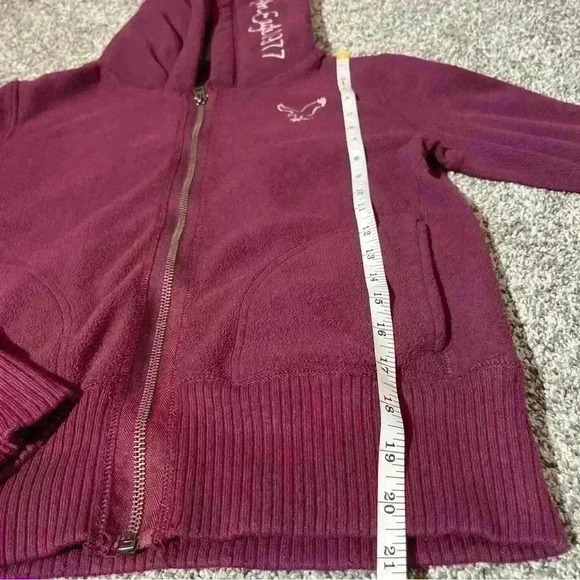 American Eagle Maroon Fleece Hooded Jacket Sherpa Lined-Small - Picture 4 of 9